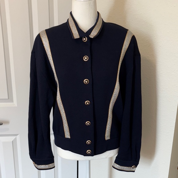 St. John Black Blazer with Gold Accents